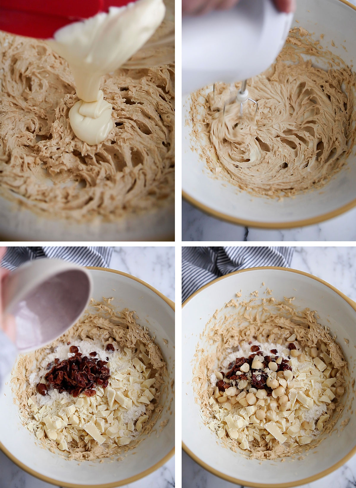 étape par étape comment faire des biscuits au chocolat blanc et aux canneberges