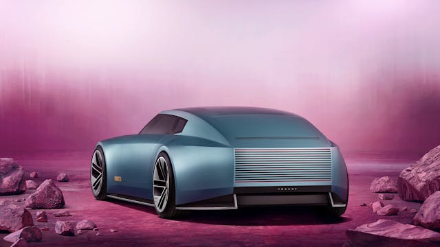 jaguar type 00 concept 2024 arrière trois quart bleu