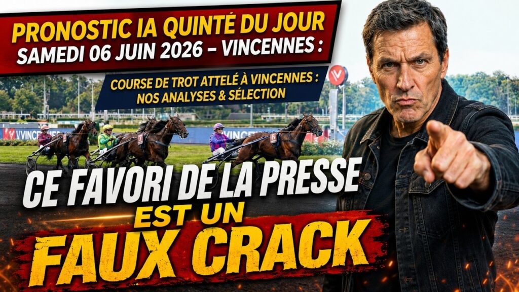PRONOSTIC IA QUINTE DU JOUR samedi 06 JUIN 2026 VINCENNES Ce favori de la presse est un FAUX CRACK